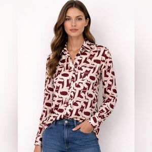 LORING New York Silk Printed Button-Down Shirt
